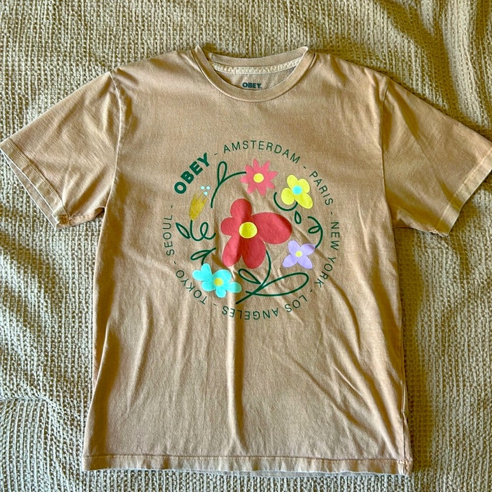 Obey Floral Graphic Womens T Shirt Small